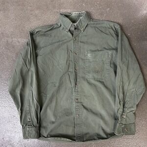 Bugle Boy Co Shirt Mens Medium Green Button Down Cotton Embroidered Pocket